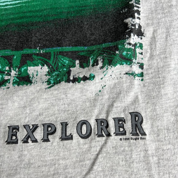 VTG Bugle Boy T Shirt Mens Large Wilderness Explorer‎ Canoe Lake Fishing 1990s - Picture 3 of 10